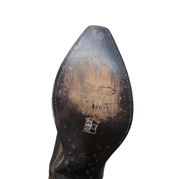 Macie Bean 10 Leopard Print Floral Embroidered Leather Cowgirl Boot Western - Picture 7 of 7